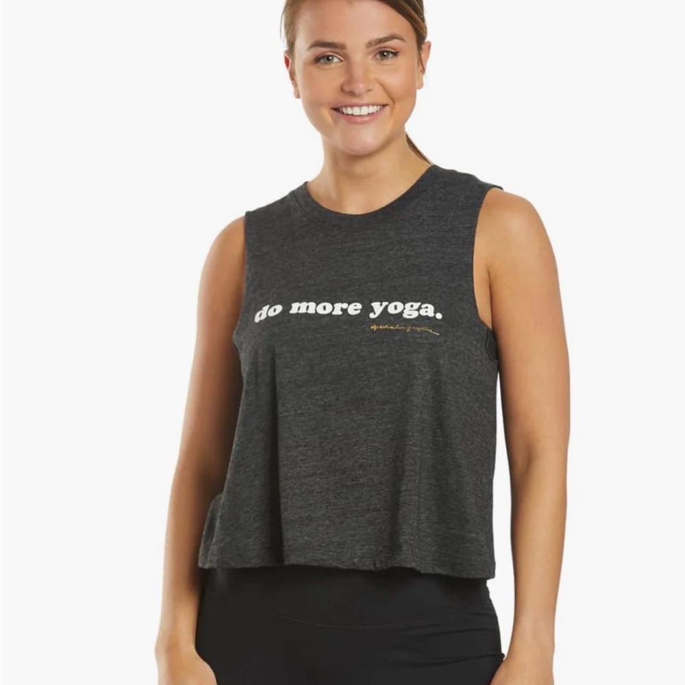 Spiritual Gangster Charcoal 'do more yoga.' Cropped Tank